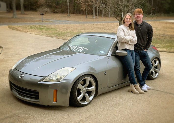 love being a car mom with my son. This is us with his Nissan 350z.